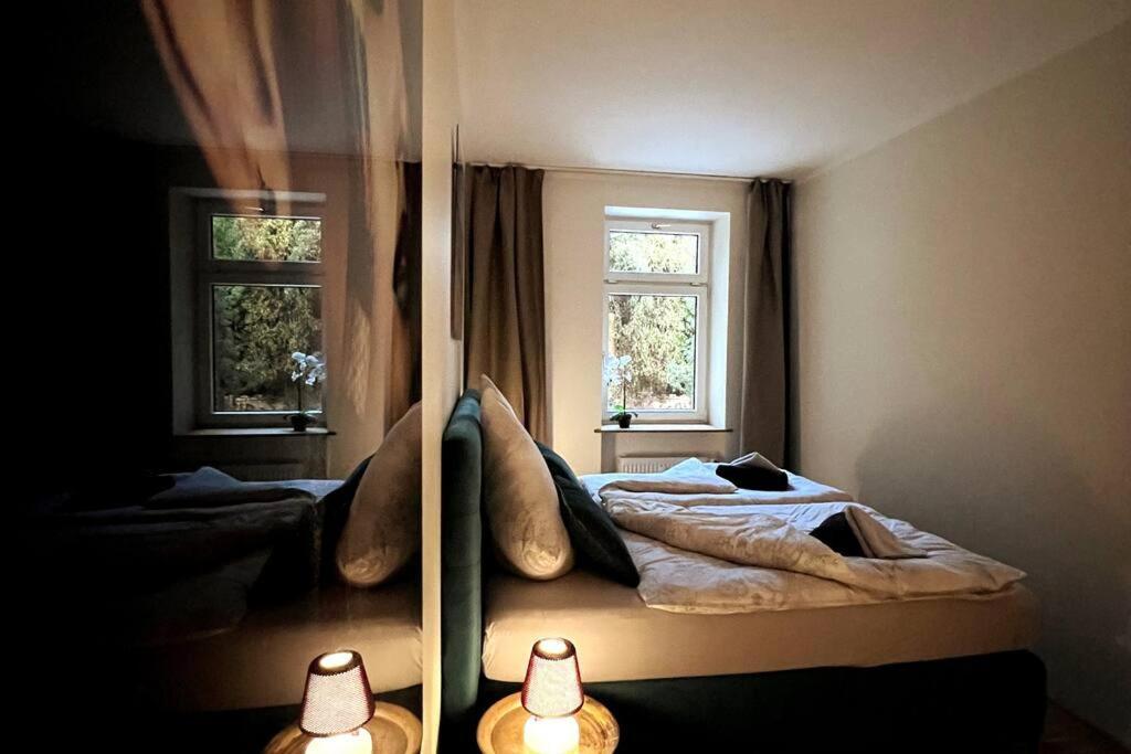 Soul-Apartment Terrasse Privat-Parkplatz Boxspringbett 55Zoll Tv Wlan Leipzig Exterior foto
